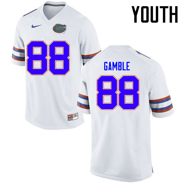 Youth Florida Gators #88 Kemore Gamble College Football Jerseys Sale-White